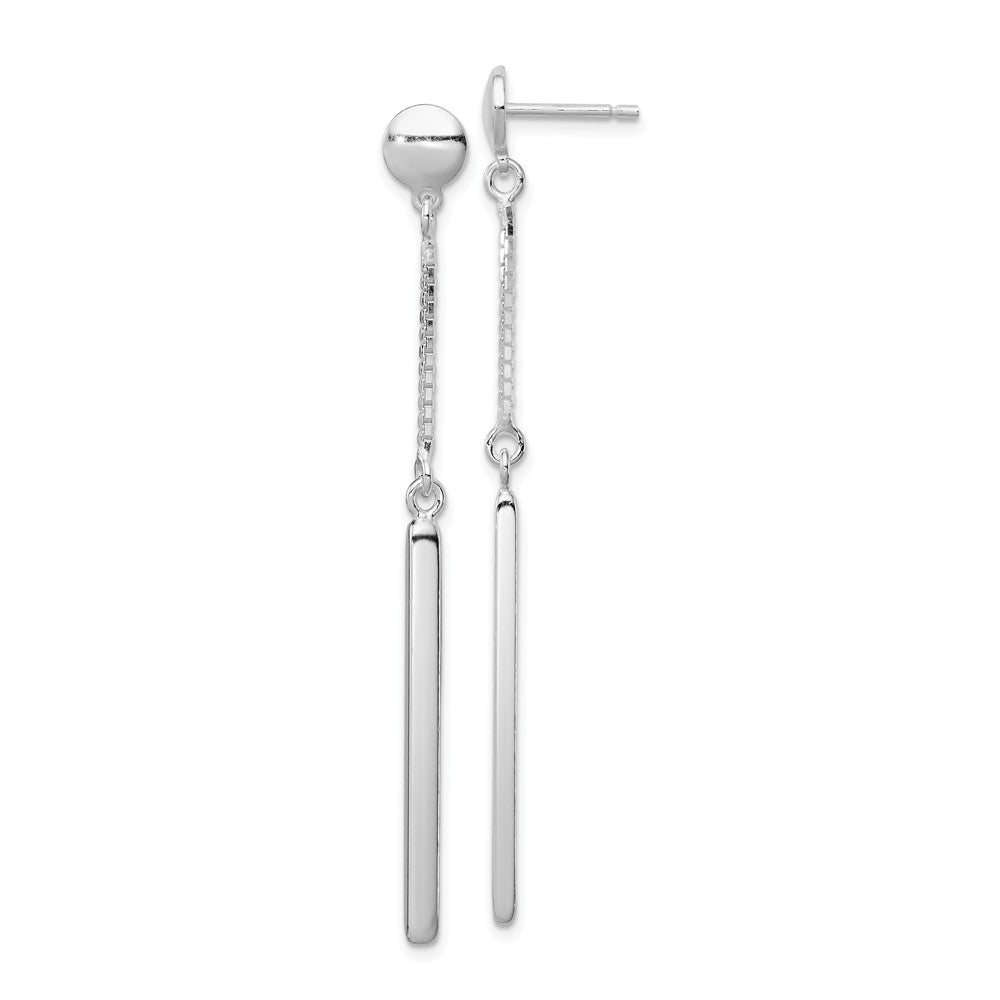 925 Sterling Silver Polished Bar Post Dangle Earrings, 58.4mm x 2.3mm