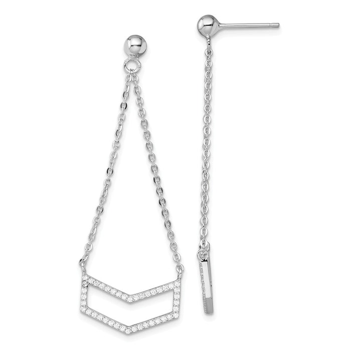 925 Sterling Silver Rhodium-plated Cubic Zirconia ( CZ ) Dangle Earrings, 52mm x 18.75mm