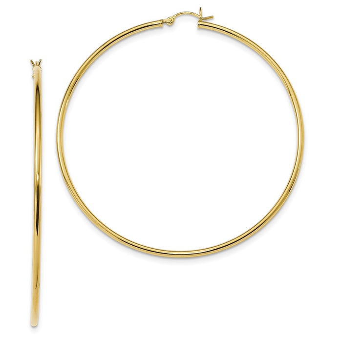 925 Sterling Silver Gold-Tone Polished Hoop Earrings, 72.2mm x 68.7mm