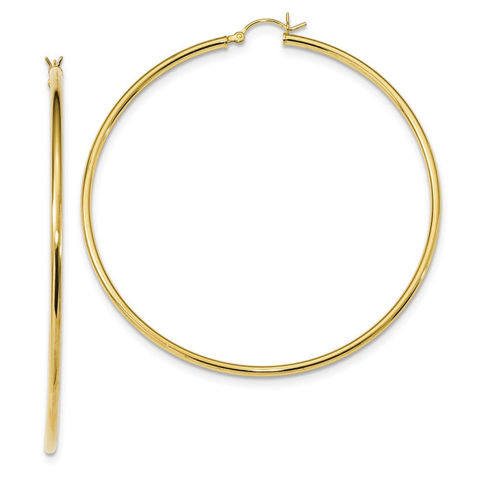 925 Sterling Silver Gold-Tone Polished Hoop Earrings, 66.4mm x 63.9mm