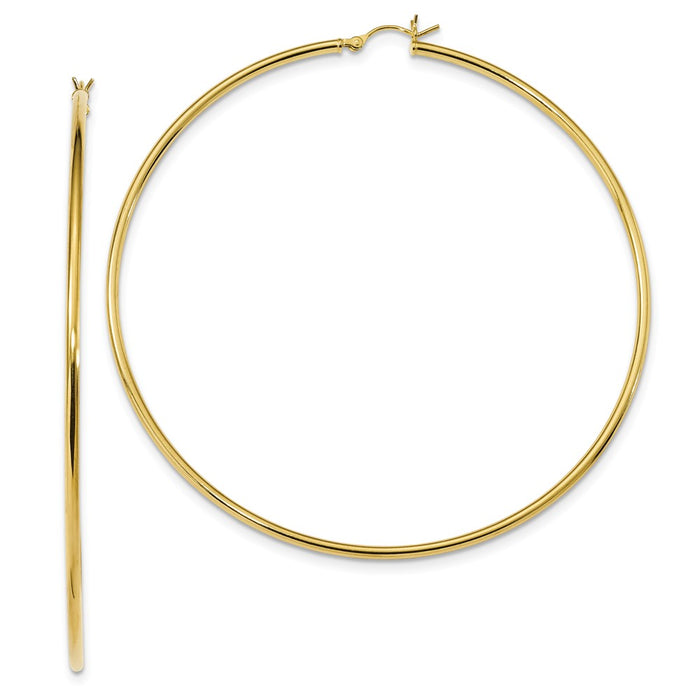 925 Sterling Silver Gold-Tone Polished Hoop Earrings, 79.3mm x 78.5mm