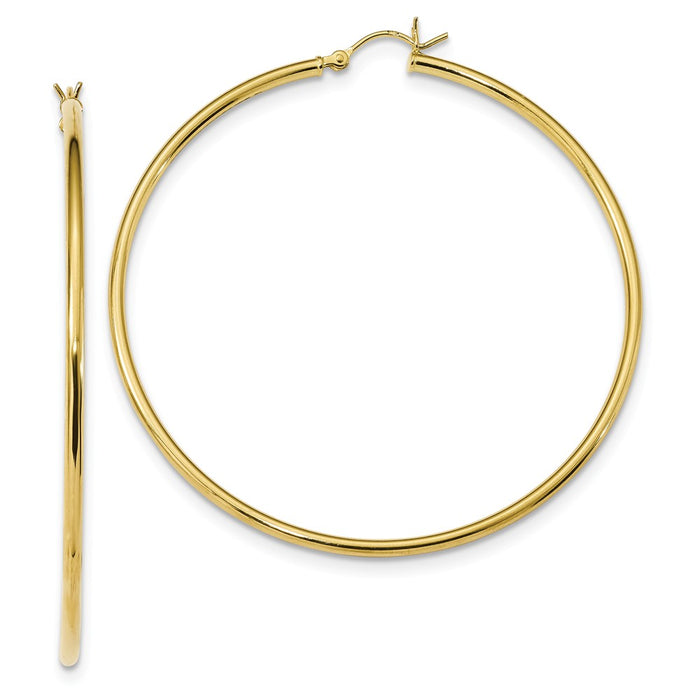 925 Sterling Silver Gold-Tone Polished Hoop Earrings, 61.8mm x 59.9mm