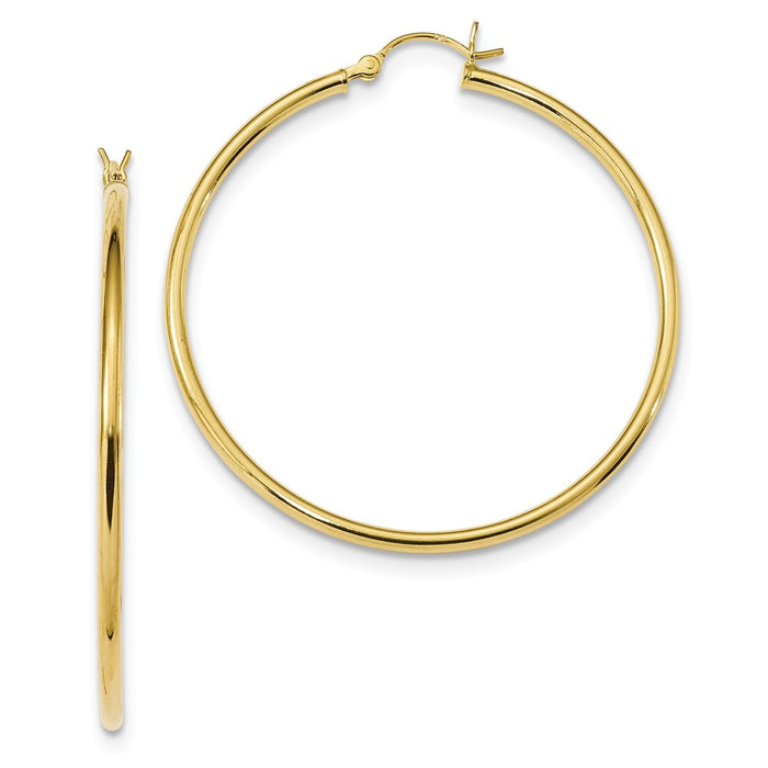 925 Sterling Silver Gold-Tone Polished Hoop Earrings, 46.9mm x 45.2mm