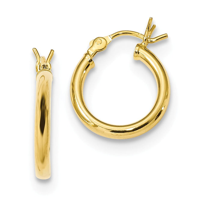 925 Sterling Silver Gold-Tone Polished Hoop Earrings, 15.3mm x 14mm