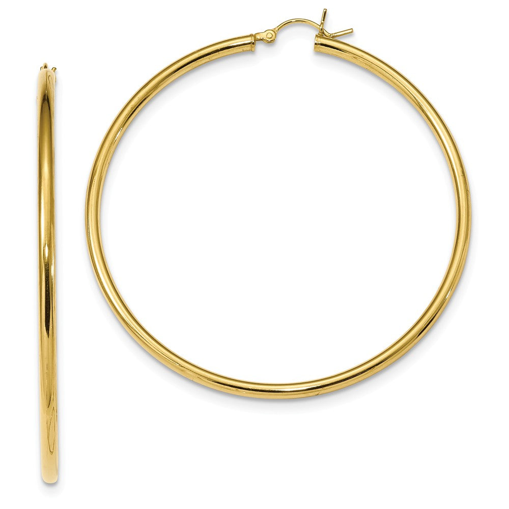 925 Sterling Silver Gold-Tone Polished Hoop Earrings, 61.3mm x 58.8mm