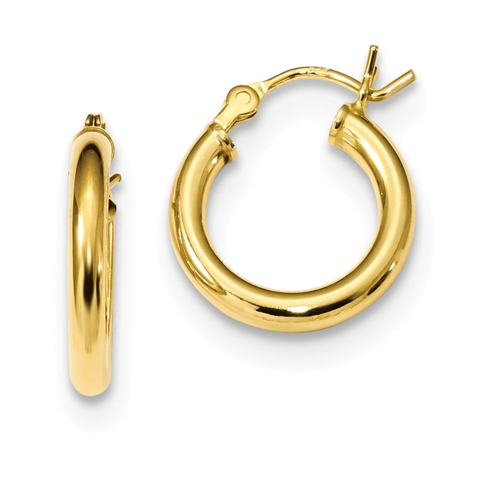 925 Sterling Silver Gold-Tone Polished Hoop Earrings, 16.7mm x 14.9mm