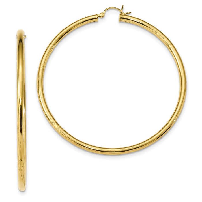 925 Sterling Silver Gold-Tone Polished Hoop Earrings, 67.6mm x 64.6mm