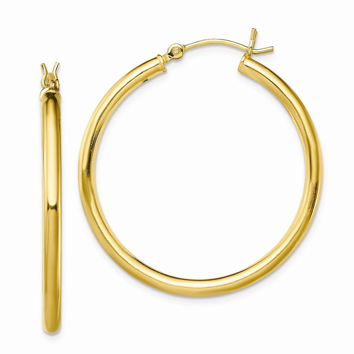 925 Sterling Silver Gold-Tone Polished Hoop Earrings, 37mm x 34.6mm