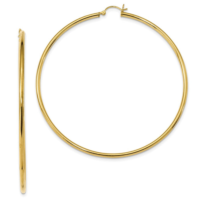 925 Sterling Silver Gold-Tone Polished Hoop Earrings, 82.5mm x 81mm