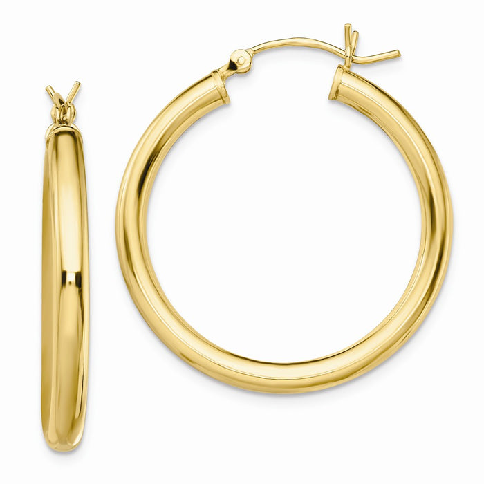 925 Sterling Silver Gold-Tone Polished Hoop Earrings, 31.6mm x 29.9mm