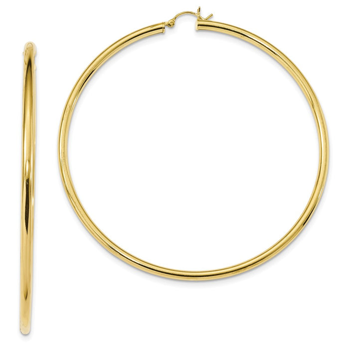 925 Sterling Silver Gold-Tone Polished Hoop Earrings, 80mm x 77.8mm