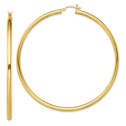 925 Sterling Silver Gold-Tone Polished Hoop Earrings, 70.8mm x 68.8mm