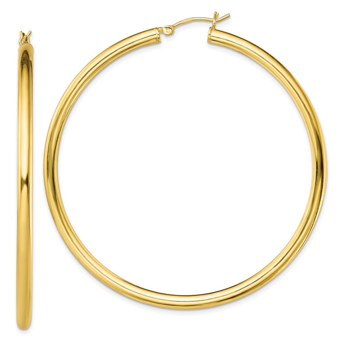 925 Sterling Silver Gold-Tone Polished Hoop Earrings, 60.8mm x 59.2mm