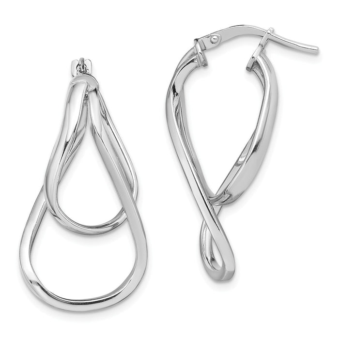 925 Sterling Silver Rhodium-plated Polished Fancy Hoops, 31.9mm x 13.2mm