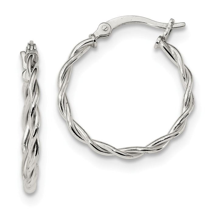 925 Sterling Silver Polished Braided Hoop Earrings, 23.6mm x 22.2mm