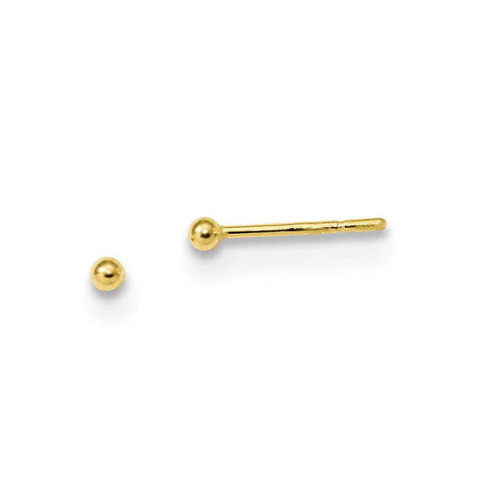 925 Sterling Silver Gold-Tone Polished Stud Earrings, 2mm x 2mm