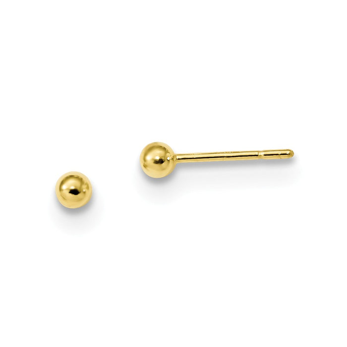 925 Sterling Silver Gold-Tone Polished Stud Earrings, 3mm x 3mm