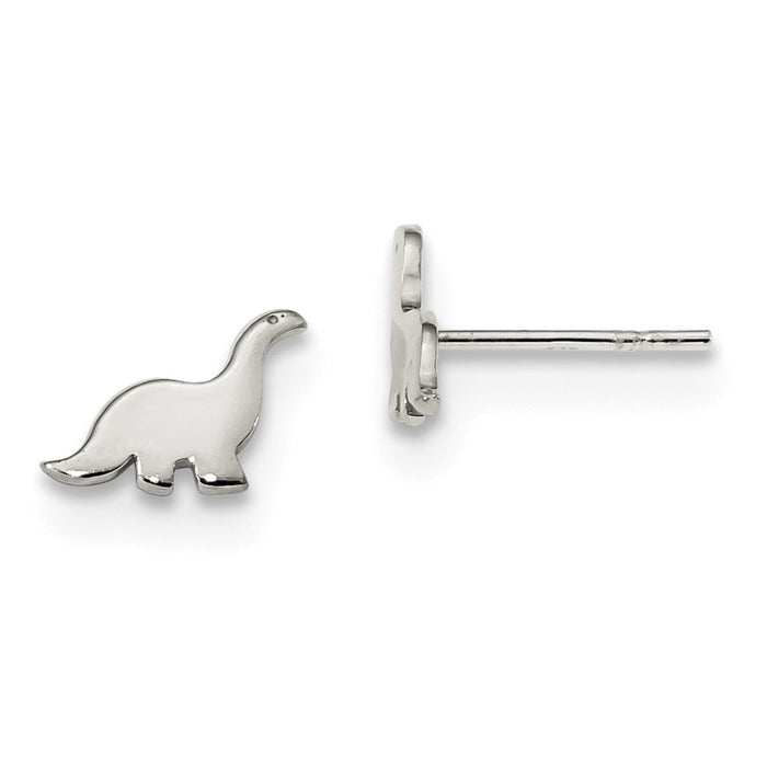 925 Sterling Silver Polished Dinosaur Post Earrings, 8mm x 11.25mm
