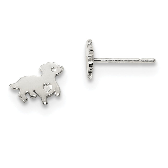 925 Sterling Silver Polished Dog Post Earrings, 6mm x 6.7mm