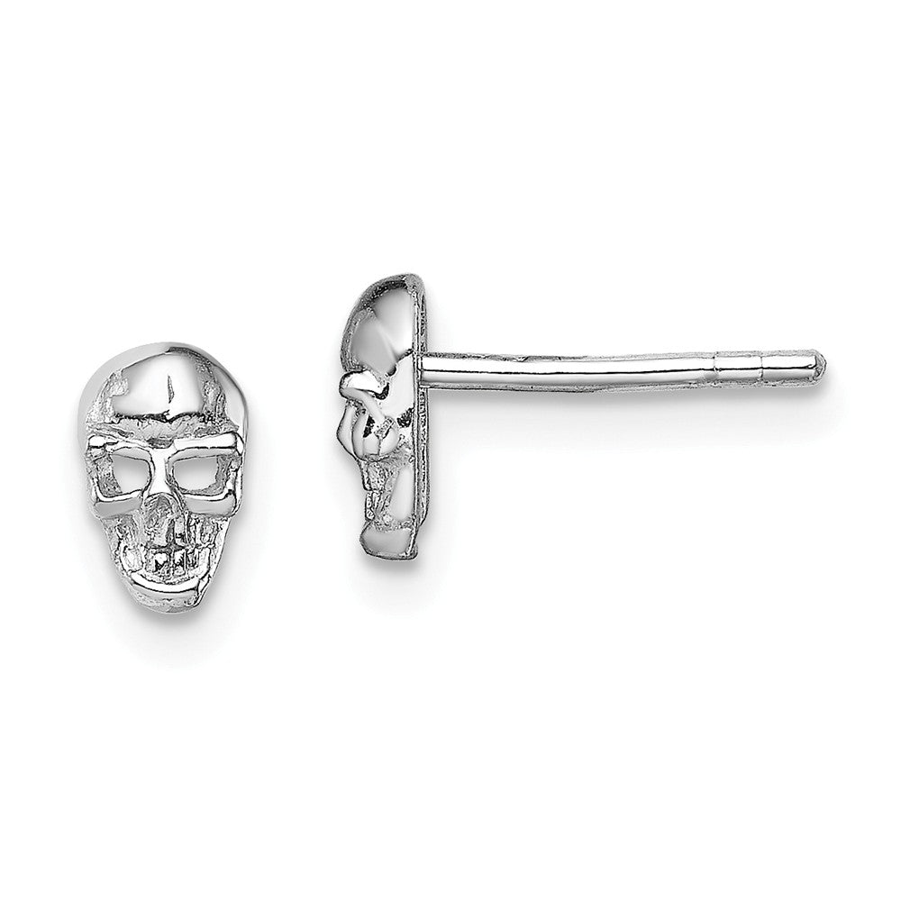 925 Sterling Silver Rhodium-plated Polished Skull Post Earrings, 7mm x 4.3mm