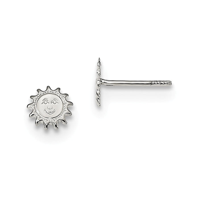 925 Sterling Silver Sun Post Earrings, 6.8mm x 6.8mm