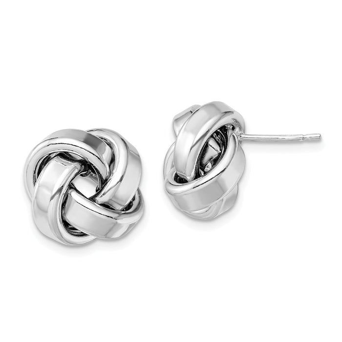 925 Sterling Silver Rhodium-Plated Polished Love Knot Post Earrings, 15.55mm x 15.75mm
