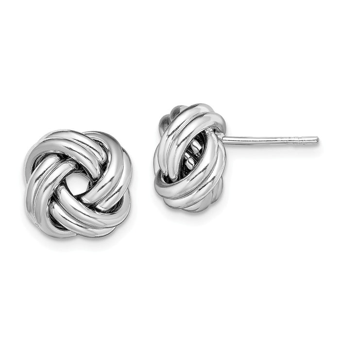 925 Sterling Silver Rhodium-Plated Polished Love Knot Post Earrings, 11.85mm x 11.75mm