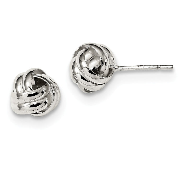 925 Sterling Silver Polished Love Knot Post Earrings, 8.75mm x 7mm