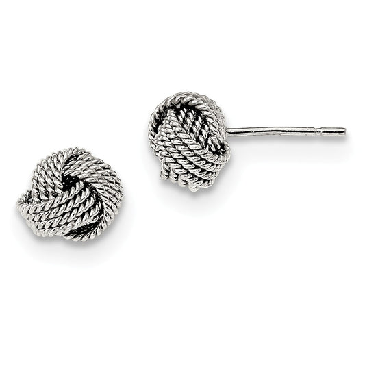 925 Sterling Silver Textured Love Knot Post Earrings, 7.6mm x 7.6mm