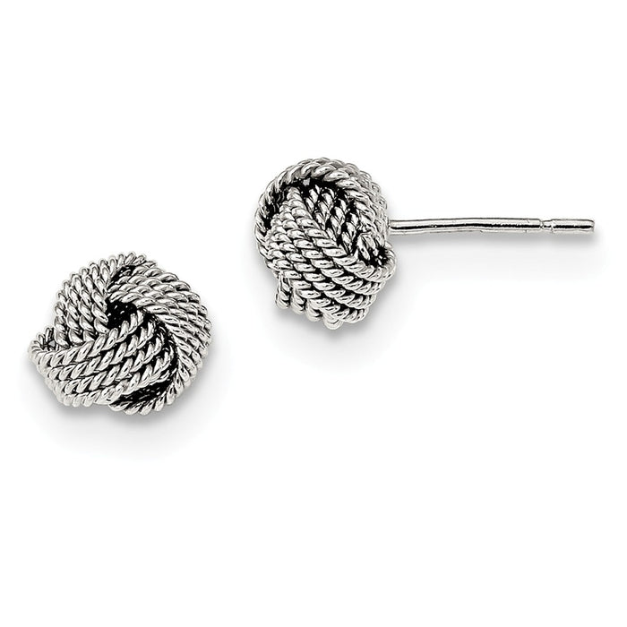 925 Sterling Silver Textured Love Knot Post Earrings, 7.6mm x 7.6mm