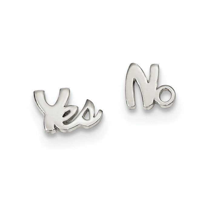 925 Sterling Silver Polished Left and Right Yes/No Post Earrings, 6.4mm x 10.21mm