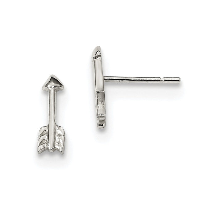 925 Sterling Silver Polished Arrow Post Earrings, 3.8mm x 11.65mm