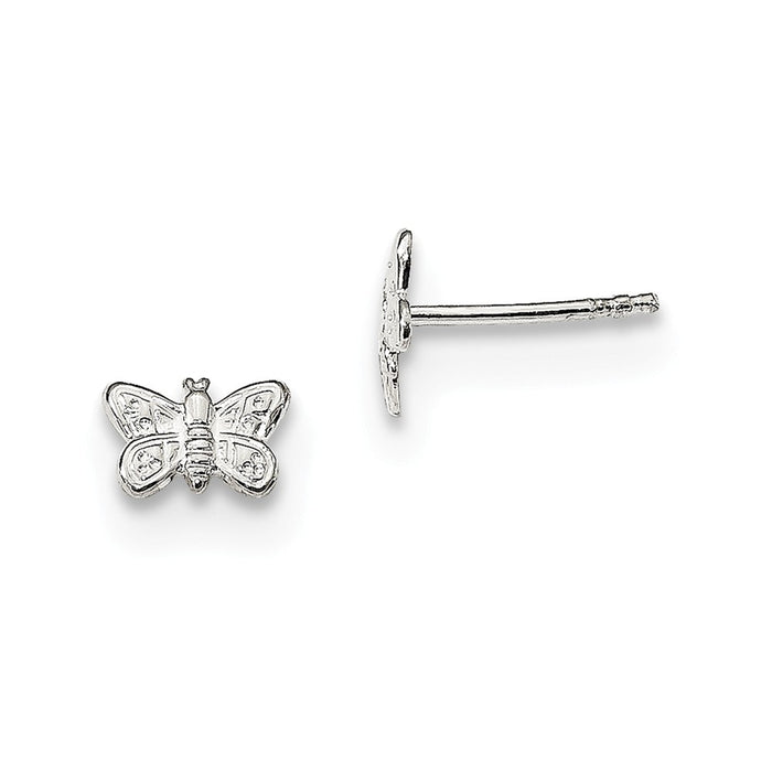 925 Sterling Silver Butterfly Post Earrings, 4.6mm x 7mm