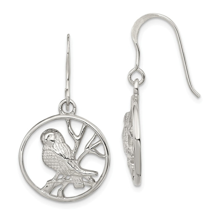 925 Sterling Silver Bird Earrings, 31.8mm x 17mm