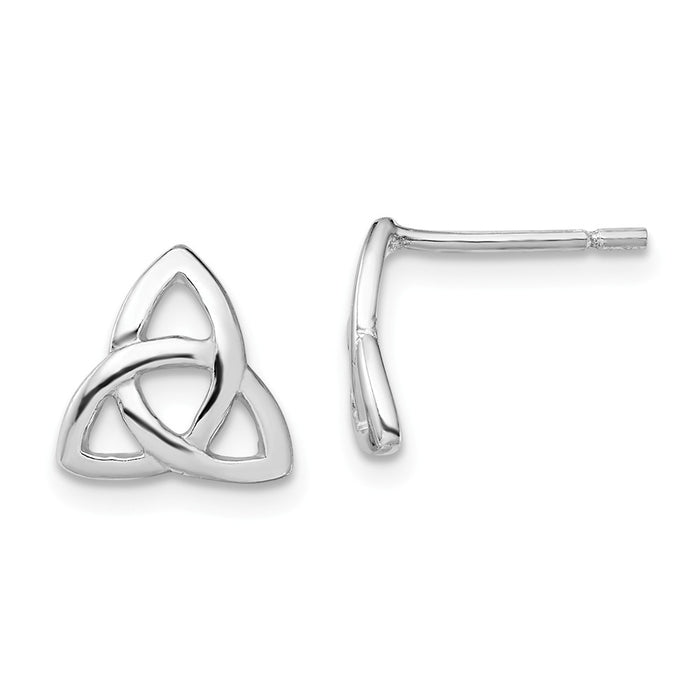 925 Sterling Silver Rhodium-plated Polished Celtic Knot Post Earrings, 9.6mm x 9.7mm