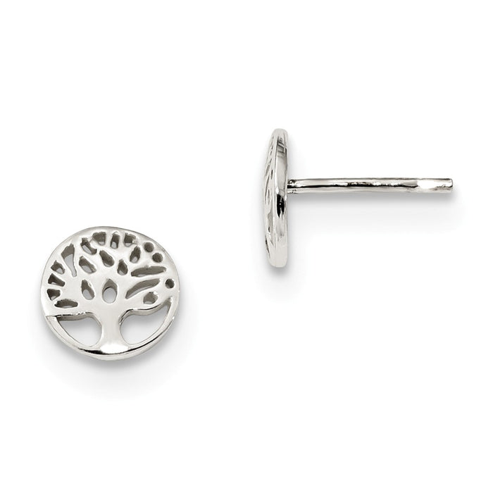 925 Sterling Silver Tree Post Earrings, 8.19mm x 7.9mm