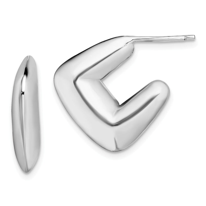 925 Sterling Silver Rhodium-plated Post Earrings, 17.3mm x 16.9mm