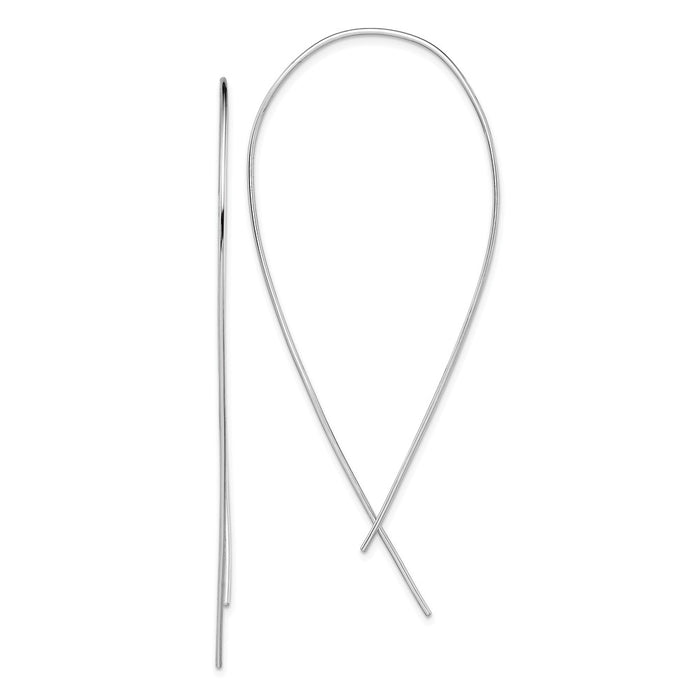 925 Sterling Silver Rhodium-plated Polished Threader Earrings, 77.48mm