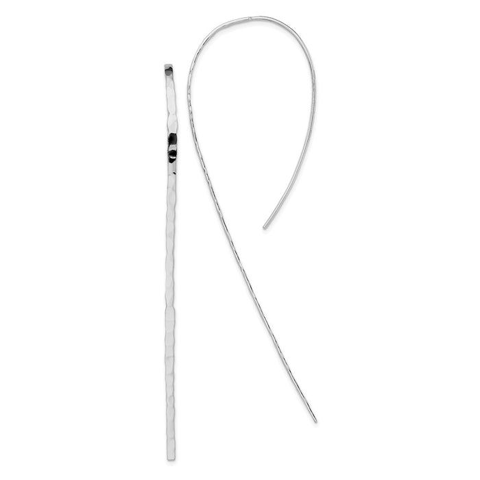 925 Sterling Silver Rhodium-plated Polished and Textured Threader Earrings, 90.3mm x 1.93mm