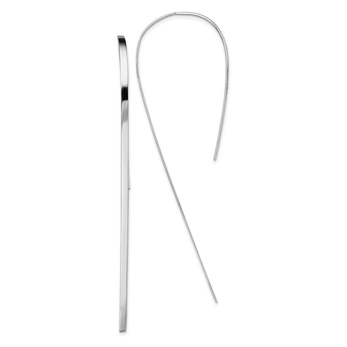 925 Sterling Silver Rhodium-plated Polished Threader Earrings, 74.6mm x 2mm