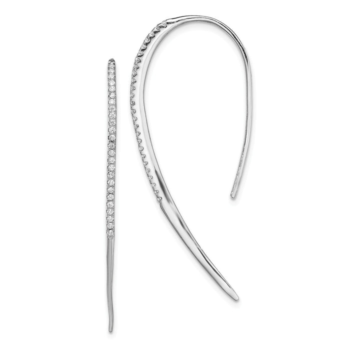 925 Sterling Silver Rhodium-plated Cubic Zirconia ( CZ ) Earrings, 43.68mm x 1.4mm