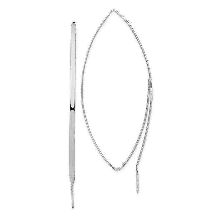 925 Sterling Silver Rhodium-plated Polished Threader Earrings, 79.08mm x 2.06mm
