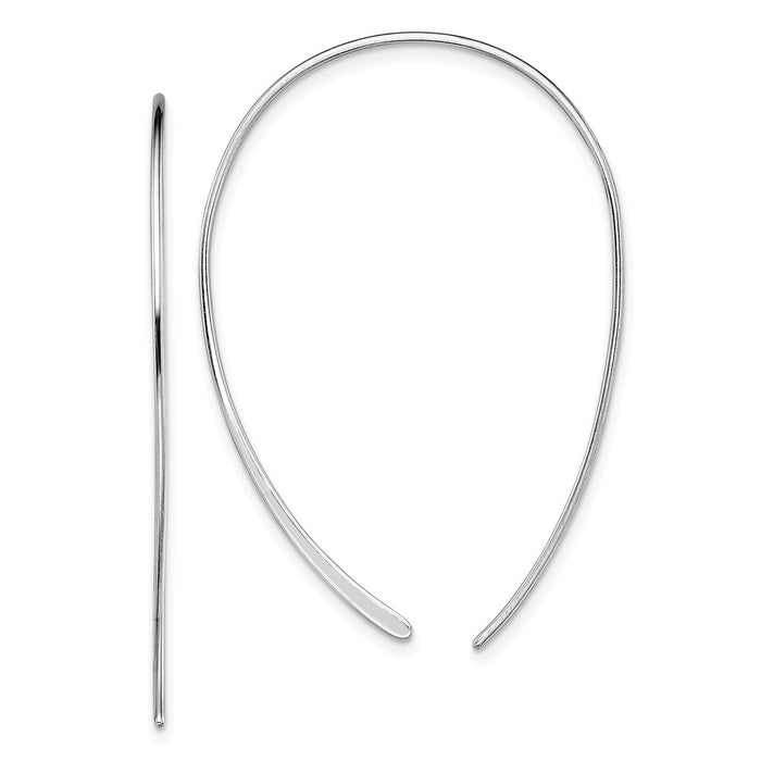 925 Sterling Silver Rhodium-plated Threader Earrings, 47.61mm x 2.05mm