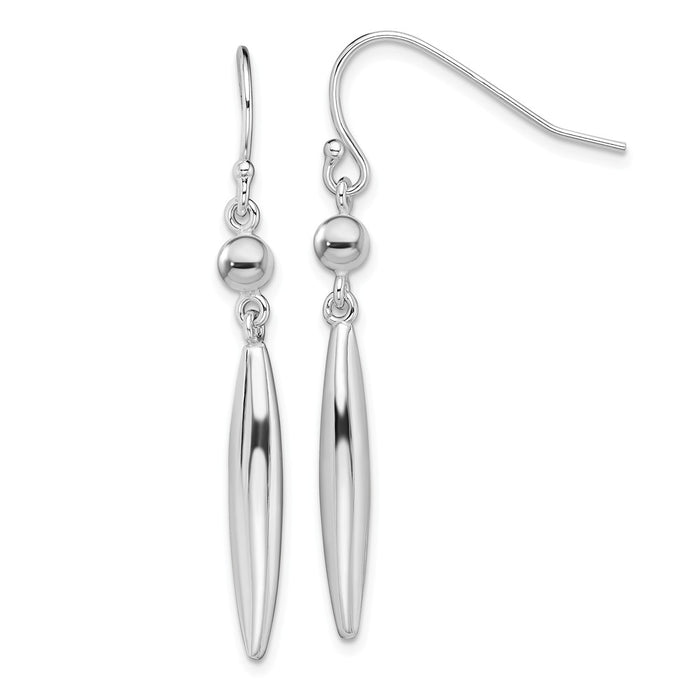 925 Sterling Silver Polished Dangle Shepherd Hook Earrings, 41.11mm x 4mm