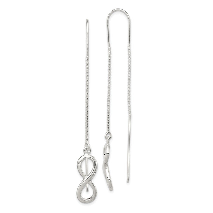 925 Sterling Silver Infinity Threader Earrings, 70.56mm x 7.6mm