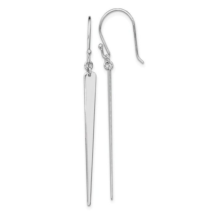 925 Sterling Silver Rhodium-plated Spike Dangle Earrings, 56.03mm x 3.4mm