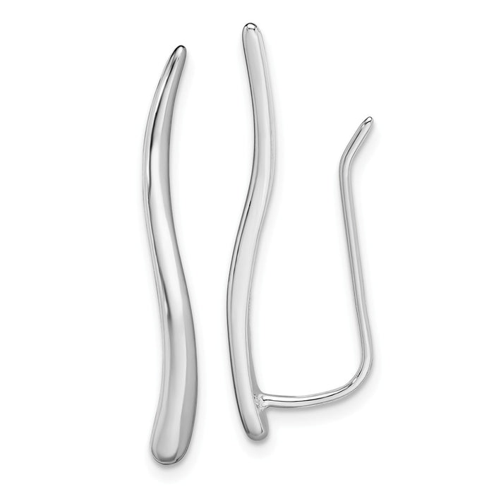 925 Sterling Silver Rhodium-plated Ear Climber Earrings, 26.45mm x 2.71mm