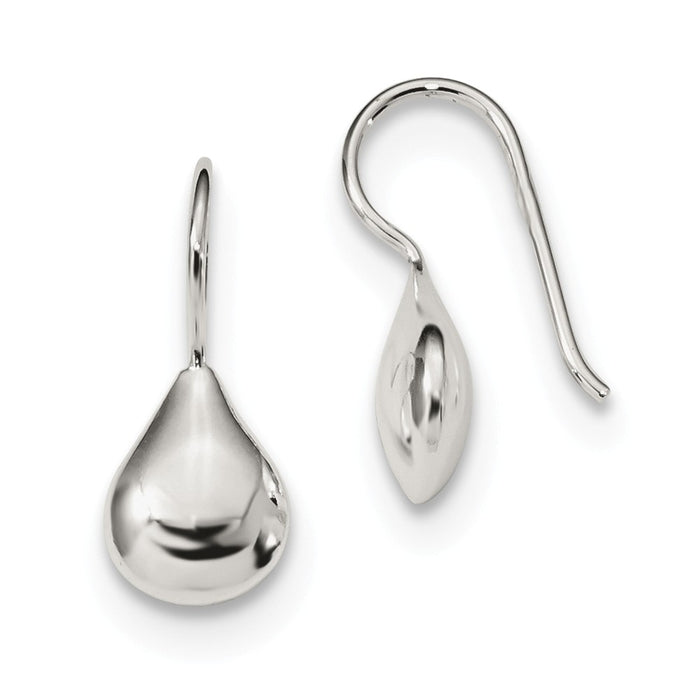 925 Sterling Silver Polished Teardrop Earrings, 19mm