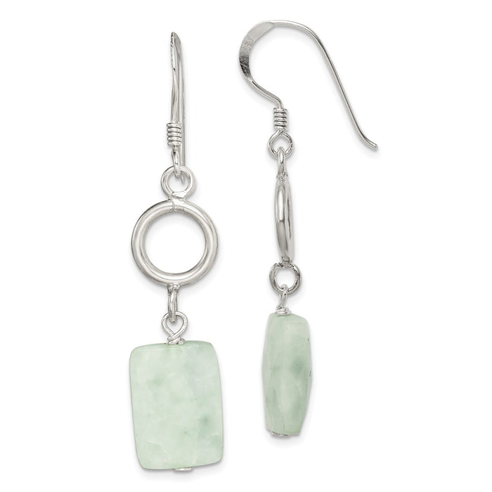 925 Sterling Silver Amazonite Stone Dangle Earrings, 43mm x 12mm