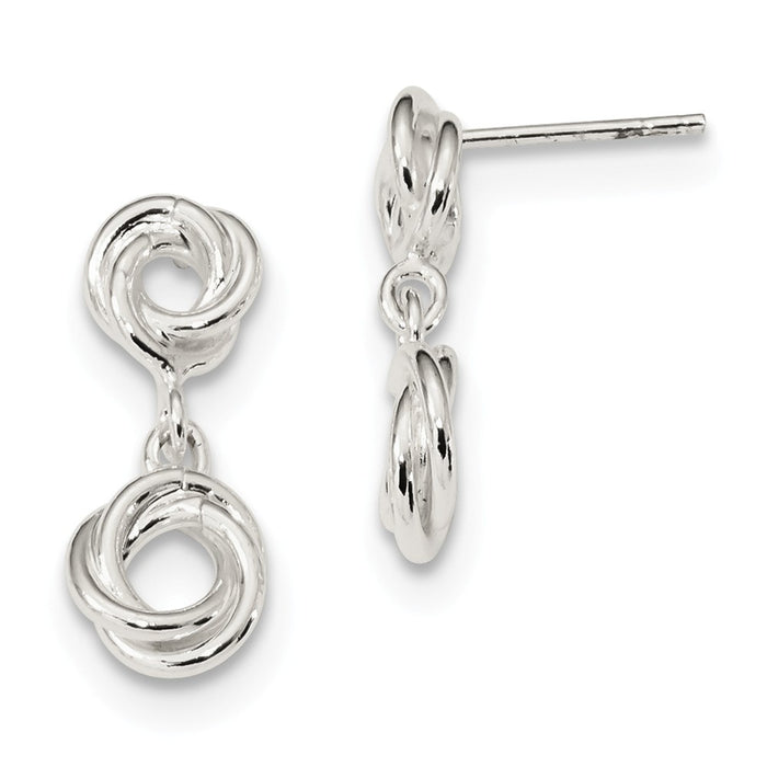 925 Sterling Silver Knot Polished Dangle Earrings, 22mm x 8.7mm